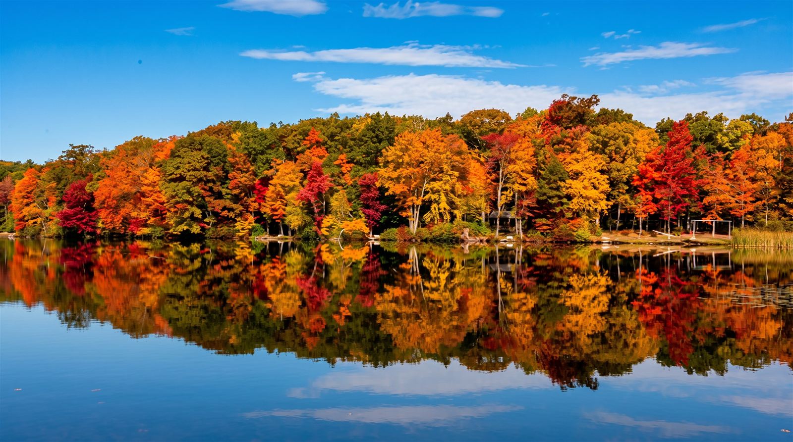 Lake and mountain scenery in the Pocono Mountains, Pennsylvania